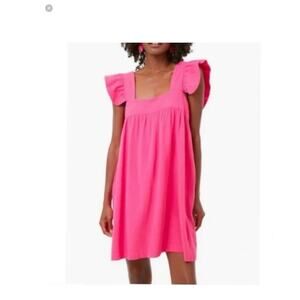 Tuckernuck Pomander Place Hot pink Hazel Flutter Sleeve mini Dress S